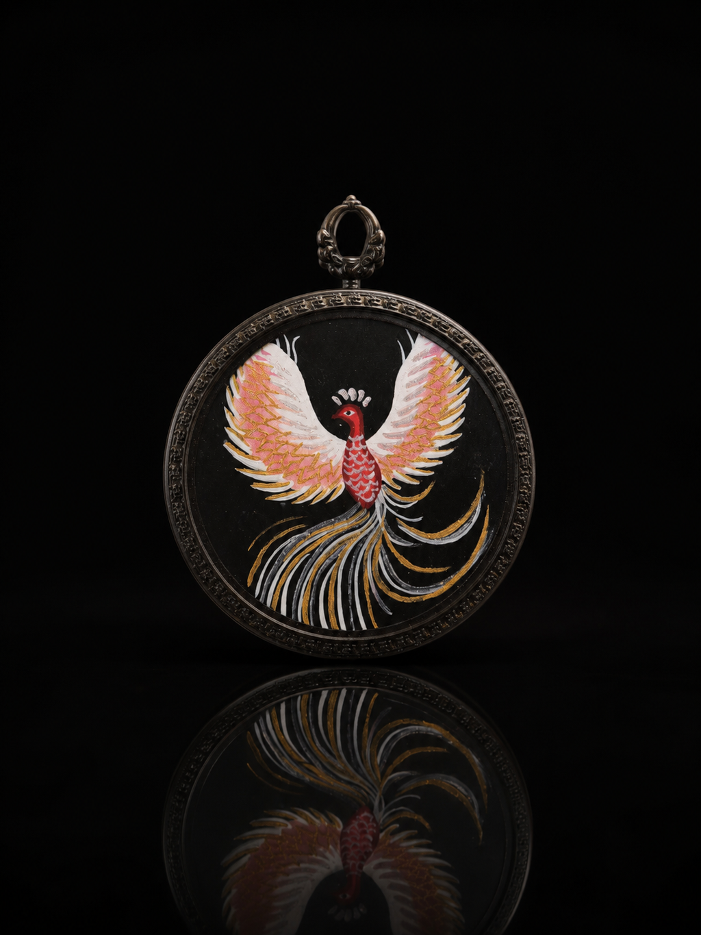 Fire Phoenix Nine Purple Li Fire Black-Gold Thangka Charm｜九紫离火火凤凰唐卡