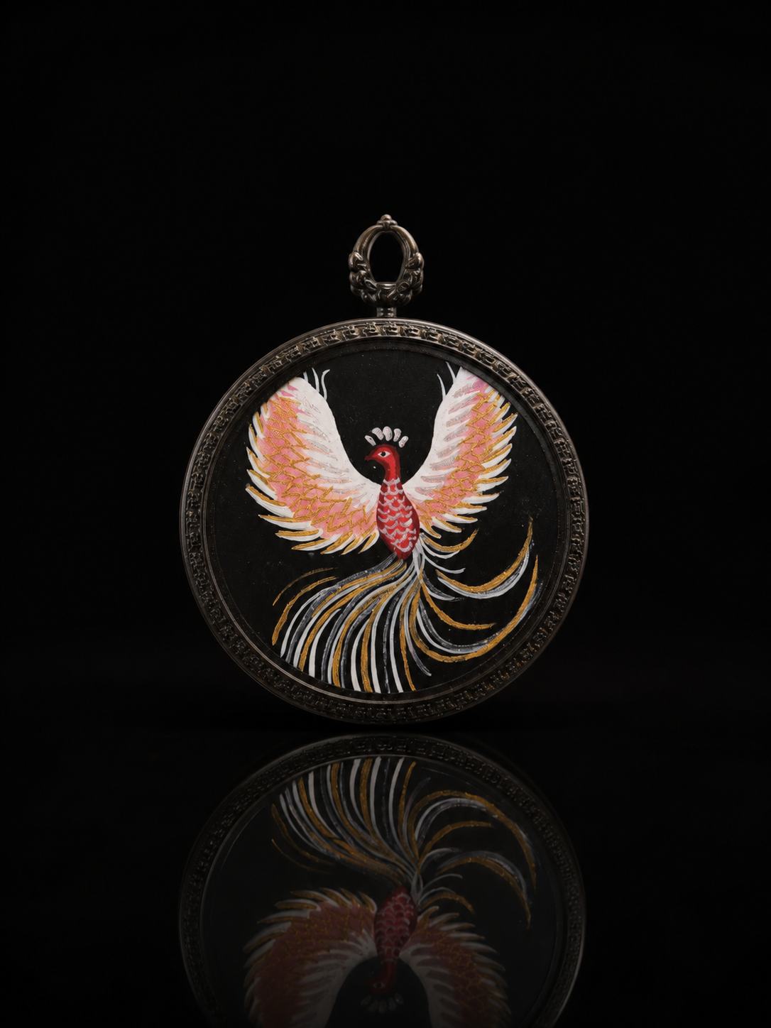 [Eight Guardians · Nine Purple Li Fire Series] Fire Phoenix Nine Purple Li Fire Black Gold Portable Thangka · Purely Handmade Mineral Pigments
