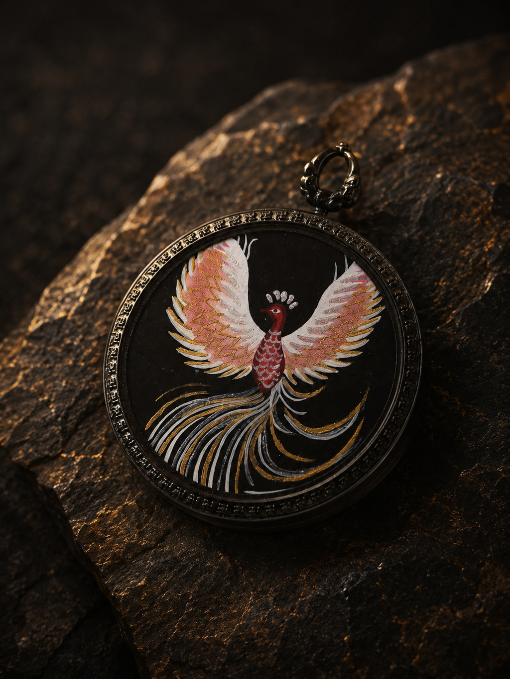Fire Phoenix Nine Purple Li Fire Black-Gold Thangka Charm｜九紫离火火凤凰唐卡