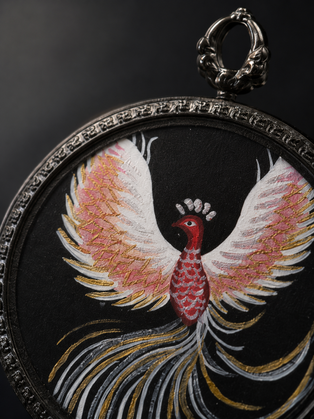 [Eight Guardians · Nine Purple Li Fire Series] Fire Phoenix Nine Purple Li Fire Black Gold Portable Thangka · Purely Handmade Mineral Pigments