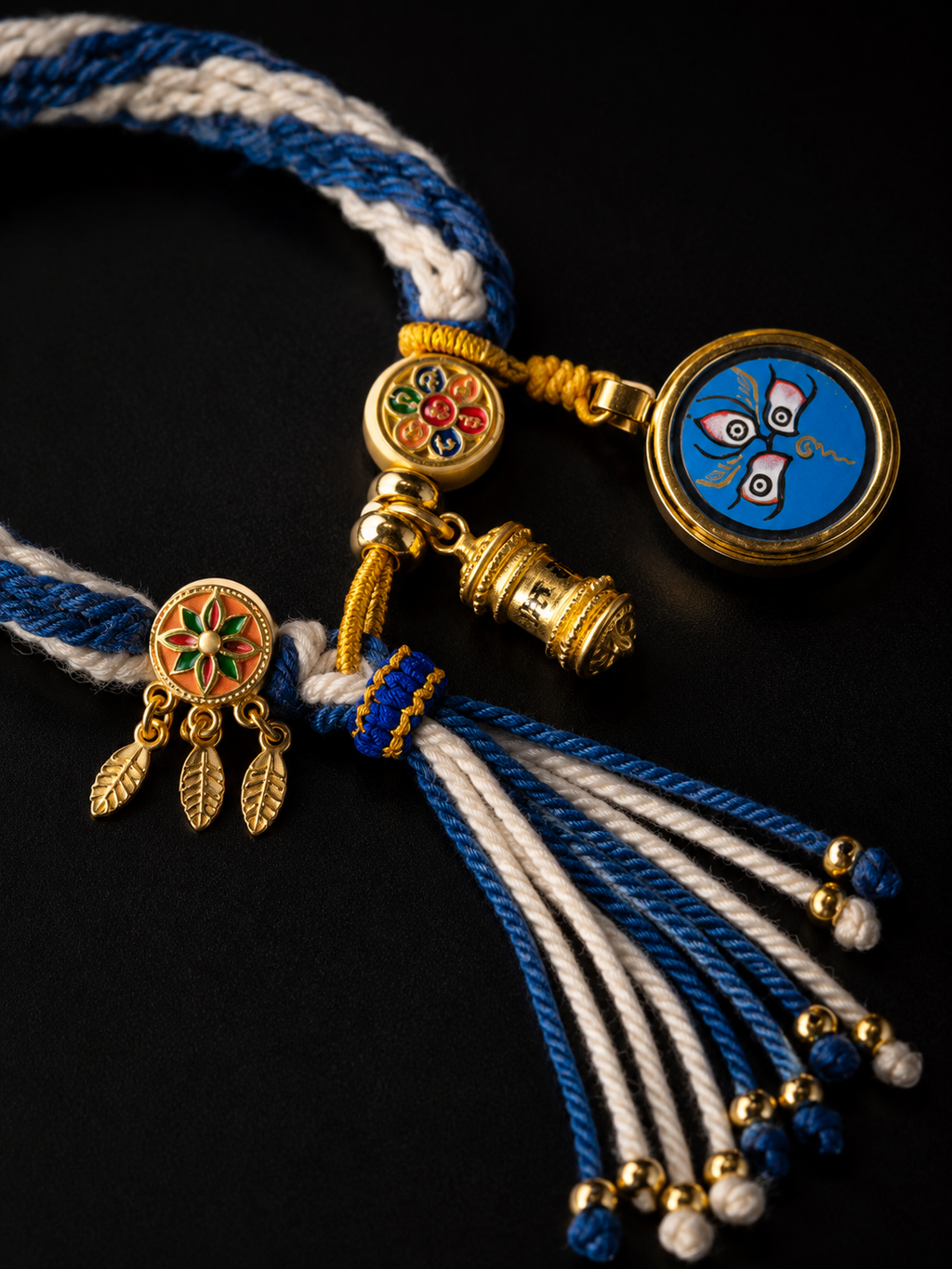 Black Jambhala Buddha Eye Woven Thangka Bracelet｜黑财神佛眼唐卡手链