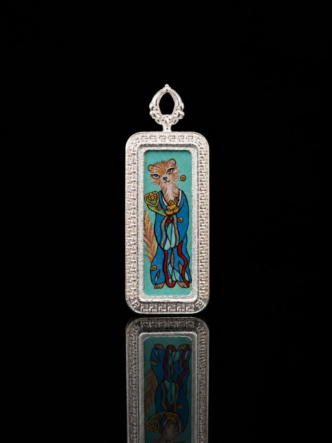 【Eight Guardians · Fox Immortal Series】Wong Tai Sin Vertical Auspicious Dharma Protector Portable Thangka Pendant · Purely Hand-Painted with Mineral Pigments