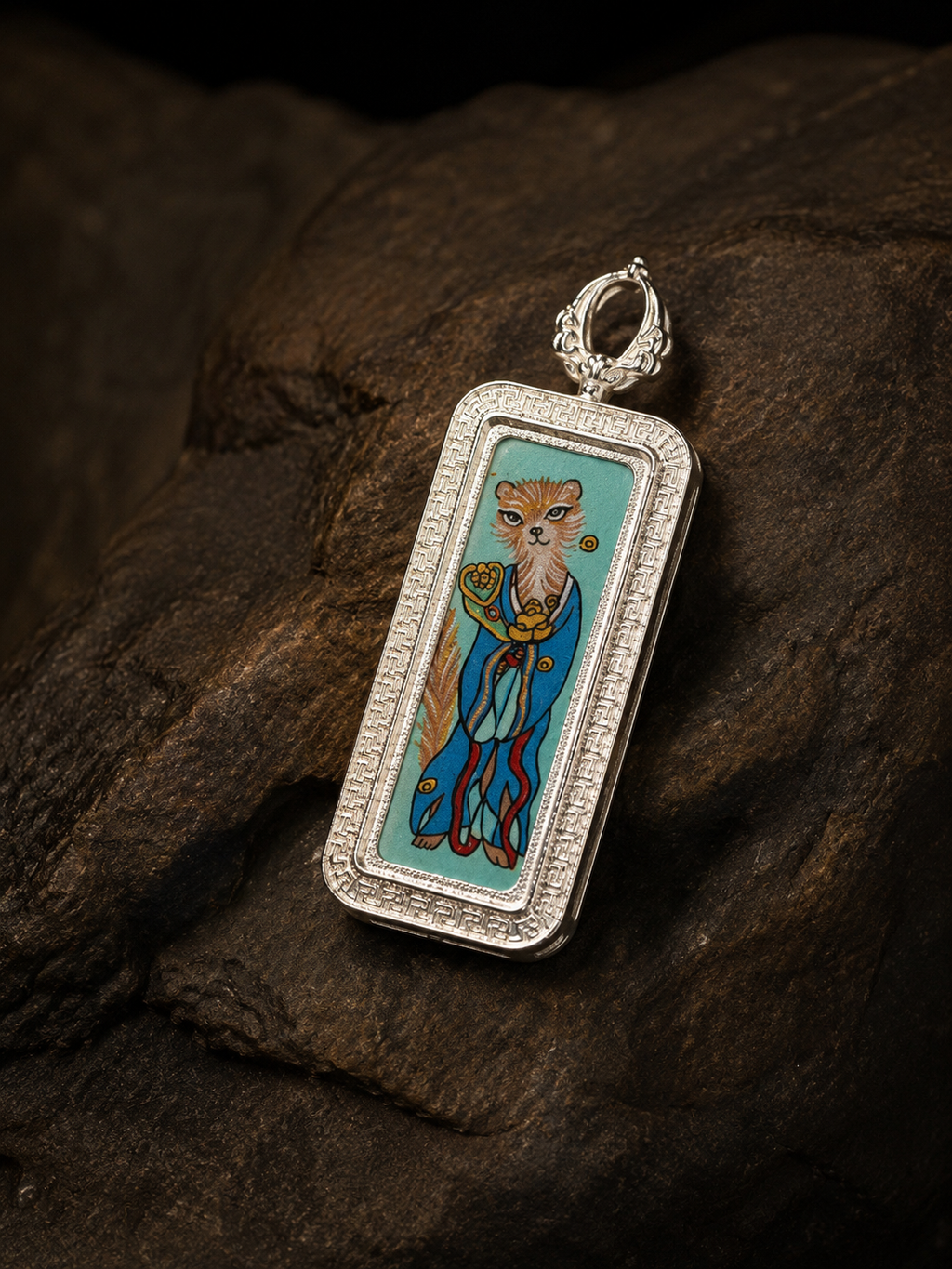 Wong Tai Sin Vertical Thangka Pendant｜黄大仙竖版护法唐卡