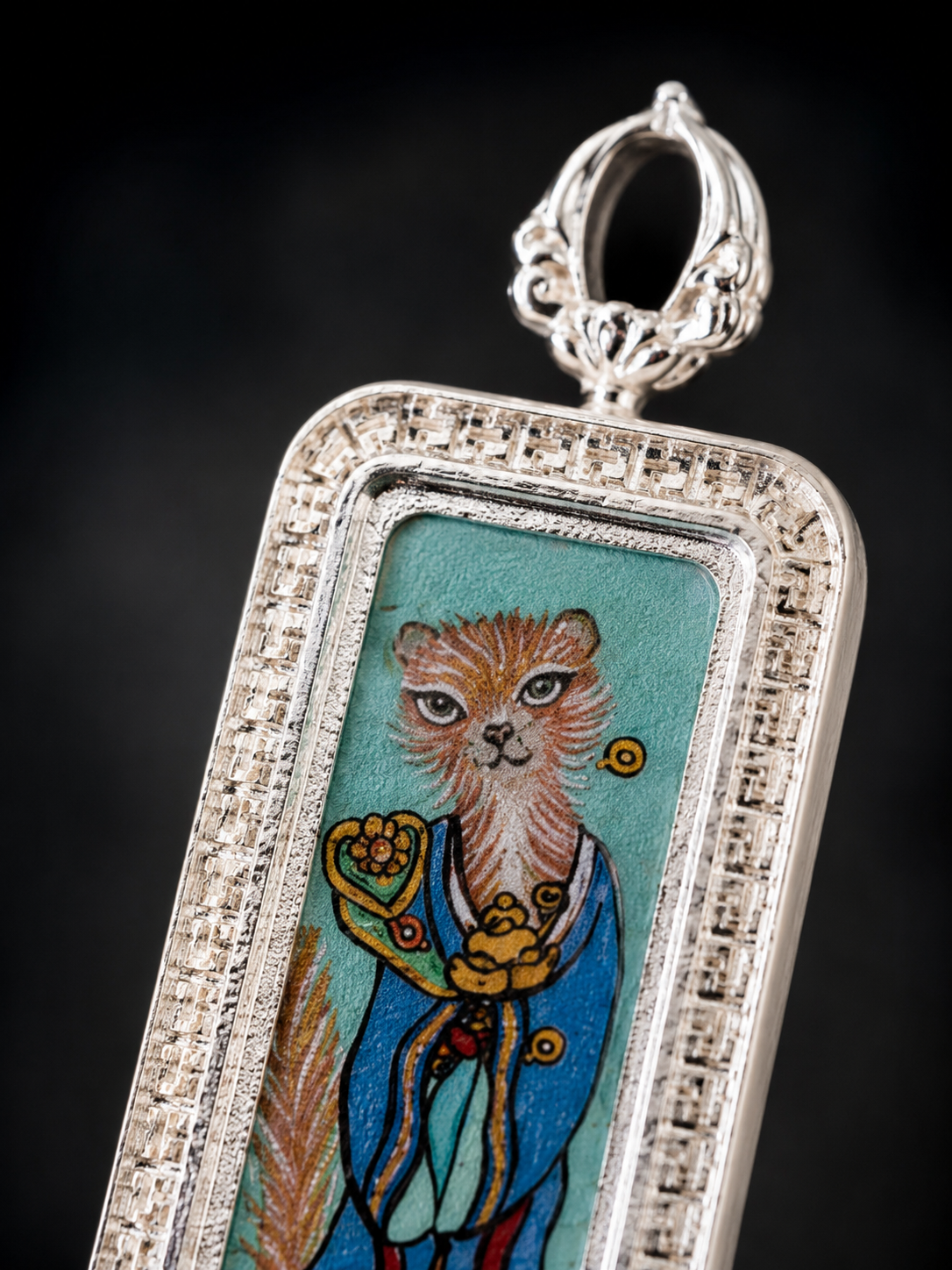 【Eight Guardians · Fox Immortal Series】Wong Tai Sin Vertical Auspicious Dharma Protector Portable Thangka Pendant · Purely Hand-Painted with Mineral Pigments
