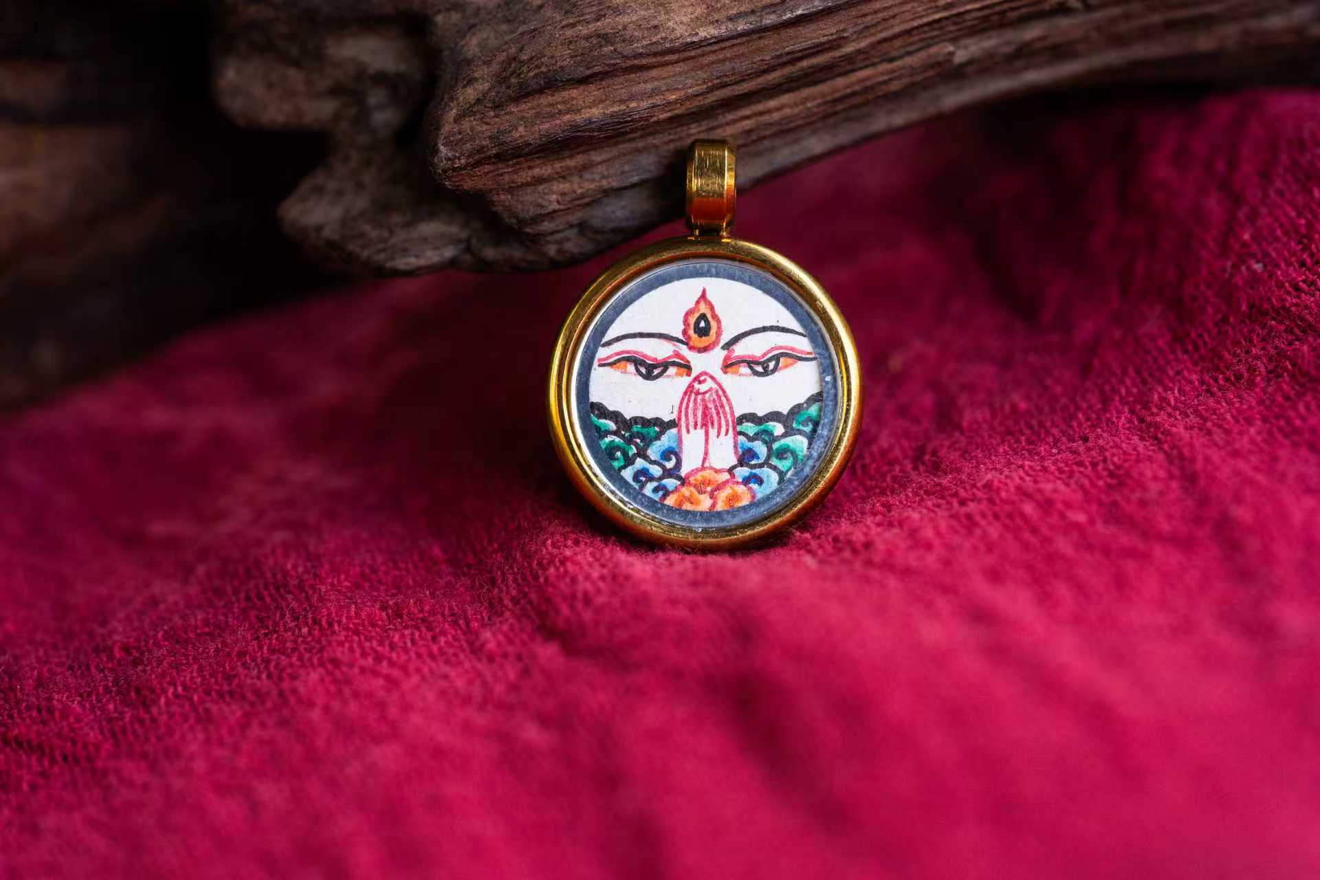 【八大守护·观音菩萨系列】四臂观音菩萨佛眼 鼠年本命守护 随身唐卡吊坠 · 纯手工矿物颜料