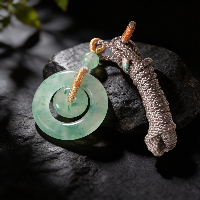 Quartzite Jade African Jadeite Floating Flower Peace Buckle Pendant