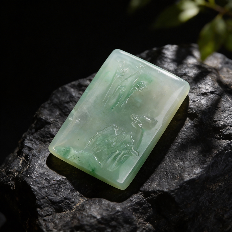 Quartz Jade African Jade Landscape Wushi Pendant