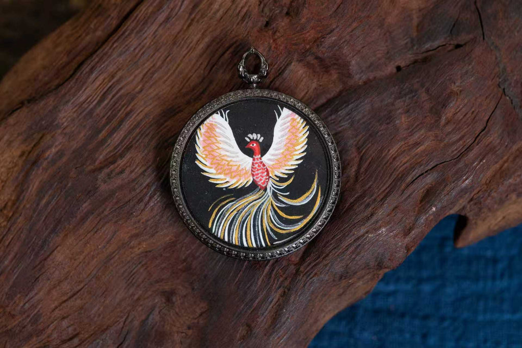 【八大守护·九紫离火系列】火凤凰 九紫离火黑金随身唐卡 · 纯手工矿物颜料