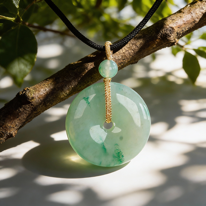 Quartzite Jade Icy Floral Peace Buckle Pendant