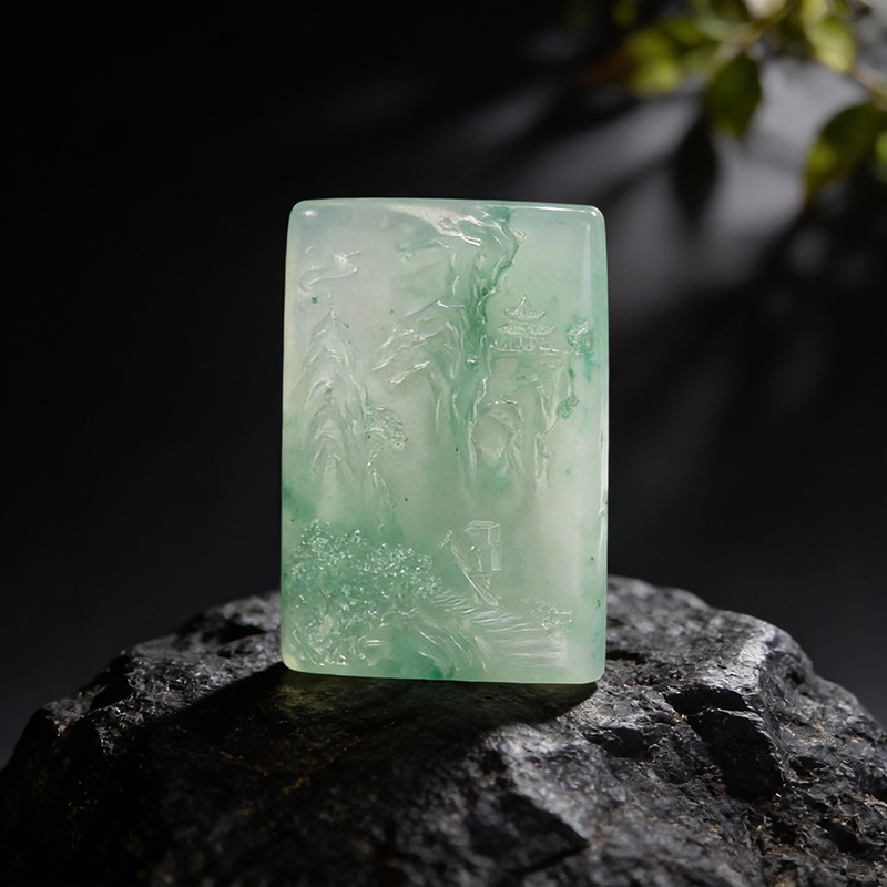 Quartz Jade African Jade Landscape Wushi Pendant