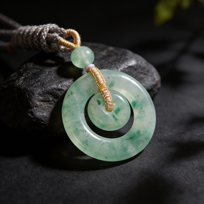 Quartzite Jade African Jadeite Floating Flower Peace Buckle Pendant