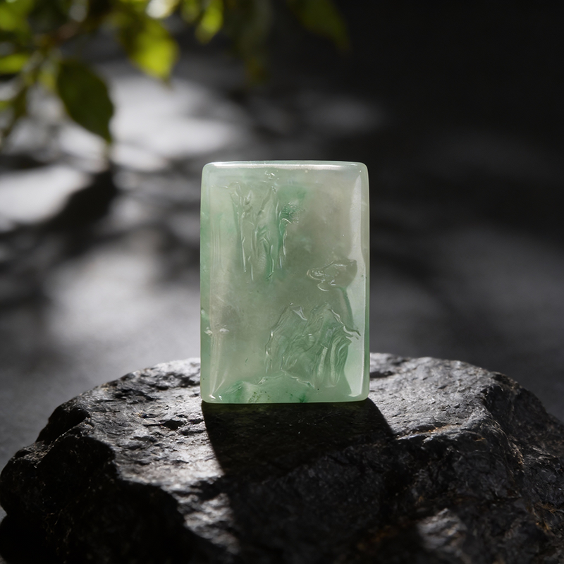 Quartz Jade African Jade Landscape Wushi Pendant