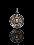 金刚杵佛头双面藏银吊坠正面图 Tibetan vajra pendant