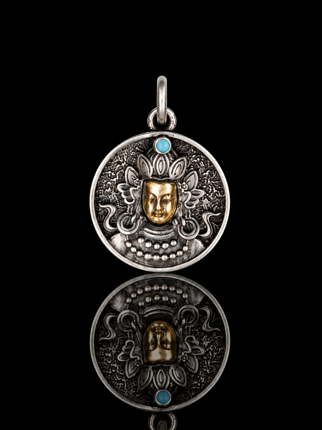 Tibetan Double-Sided Amulet Pendant · Vajra and Buddha Head Blessing
