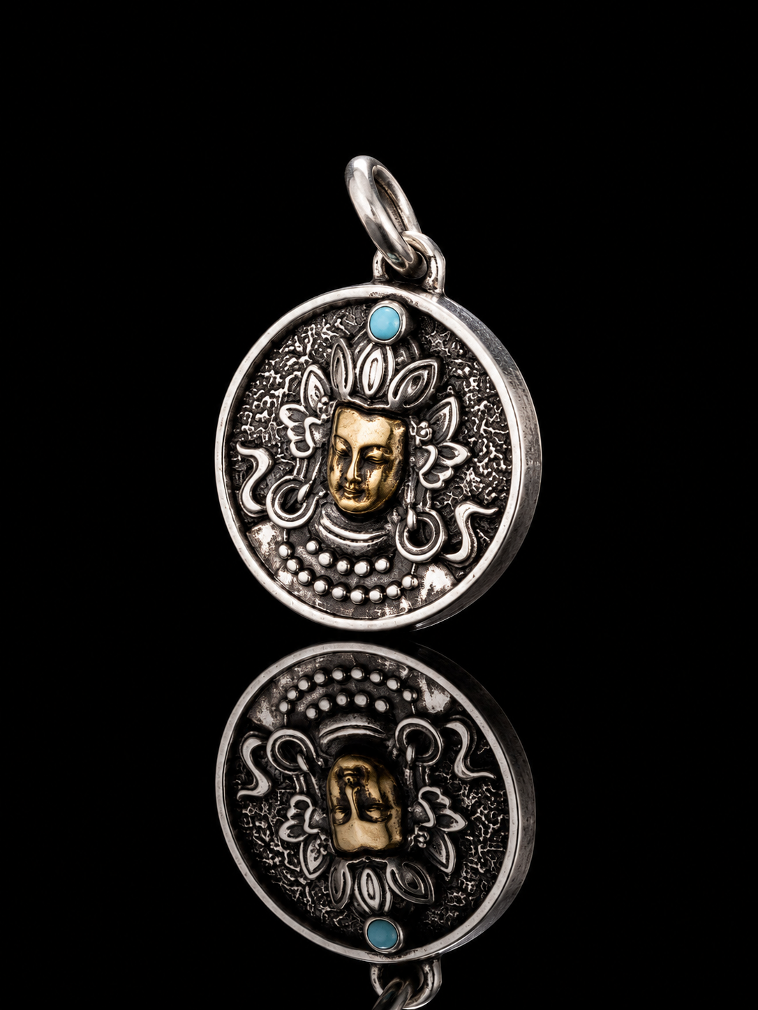 Tibetan Double-Sided Amulet Pendant · Vajra and Buddha Head Blessing