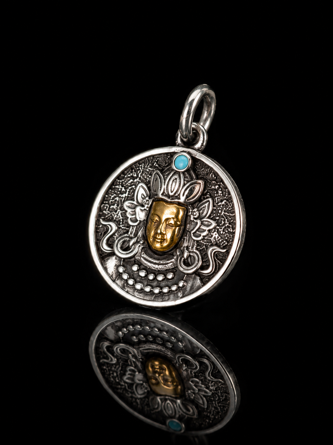 Tibetan Double-Sided Amulet Pendant · Vajra and Buddha Head Blessing
