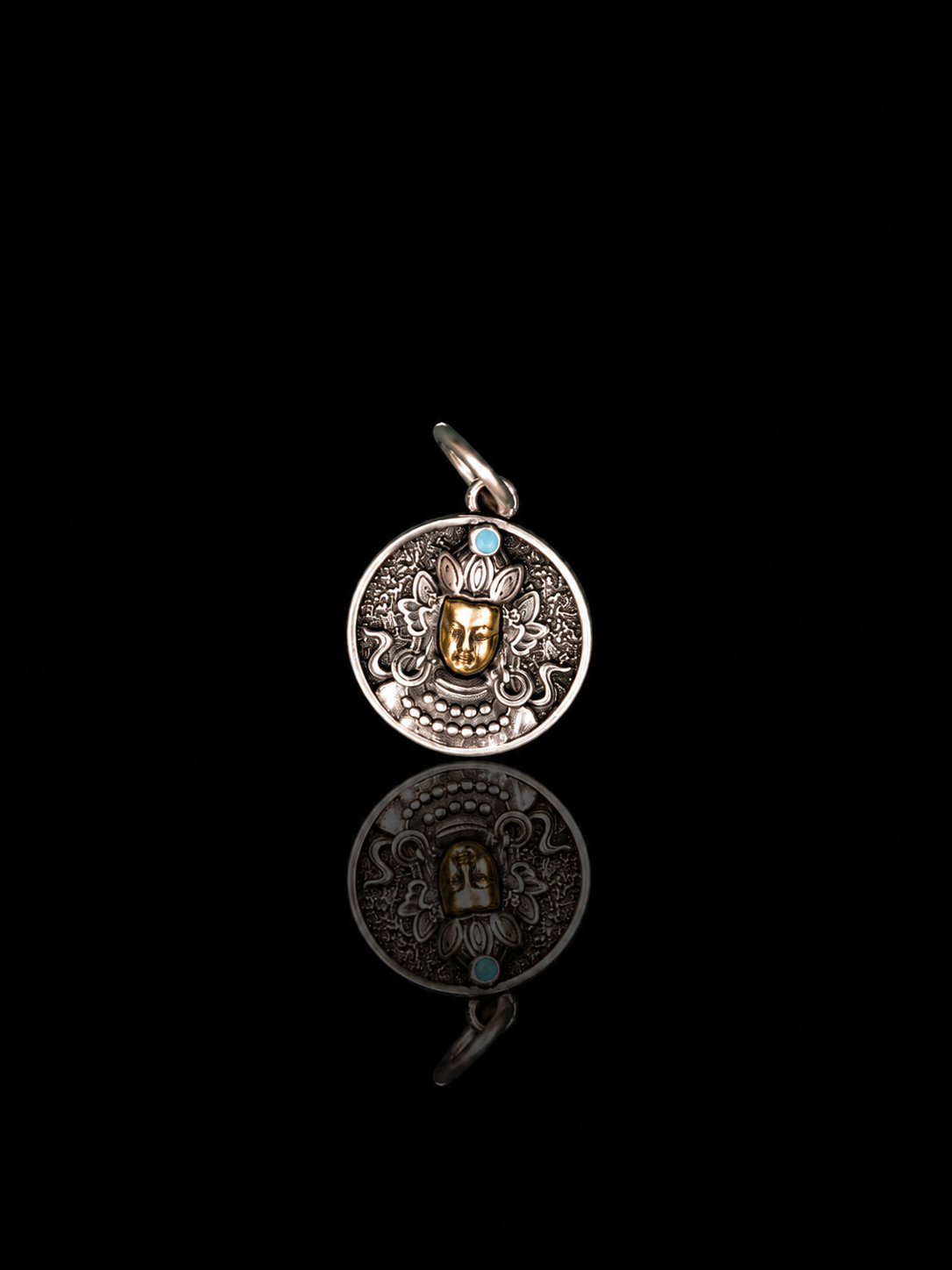 Tibetan Double-Sided Amulet Pendant · Vajra and Buddha Head Blessing