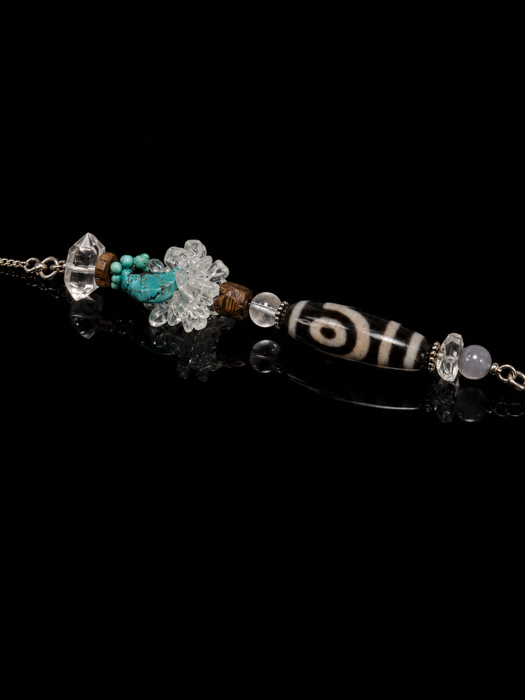 Tibetan Dzi Bead Silver Necklace｜天珠藏银项链