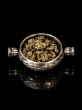聚宝盆藏银吊坠正面图 Tibetan silver treasure bowl pendant