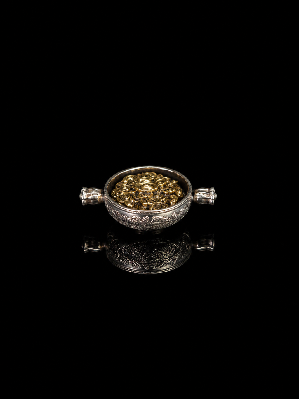 Money Pot Silver Pendant · 3D Double-Handled Wealth-Attracting Treasure Pot