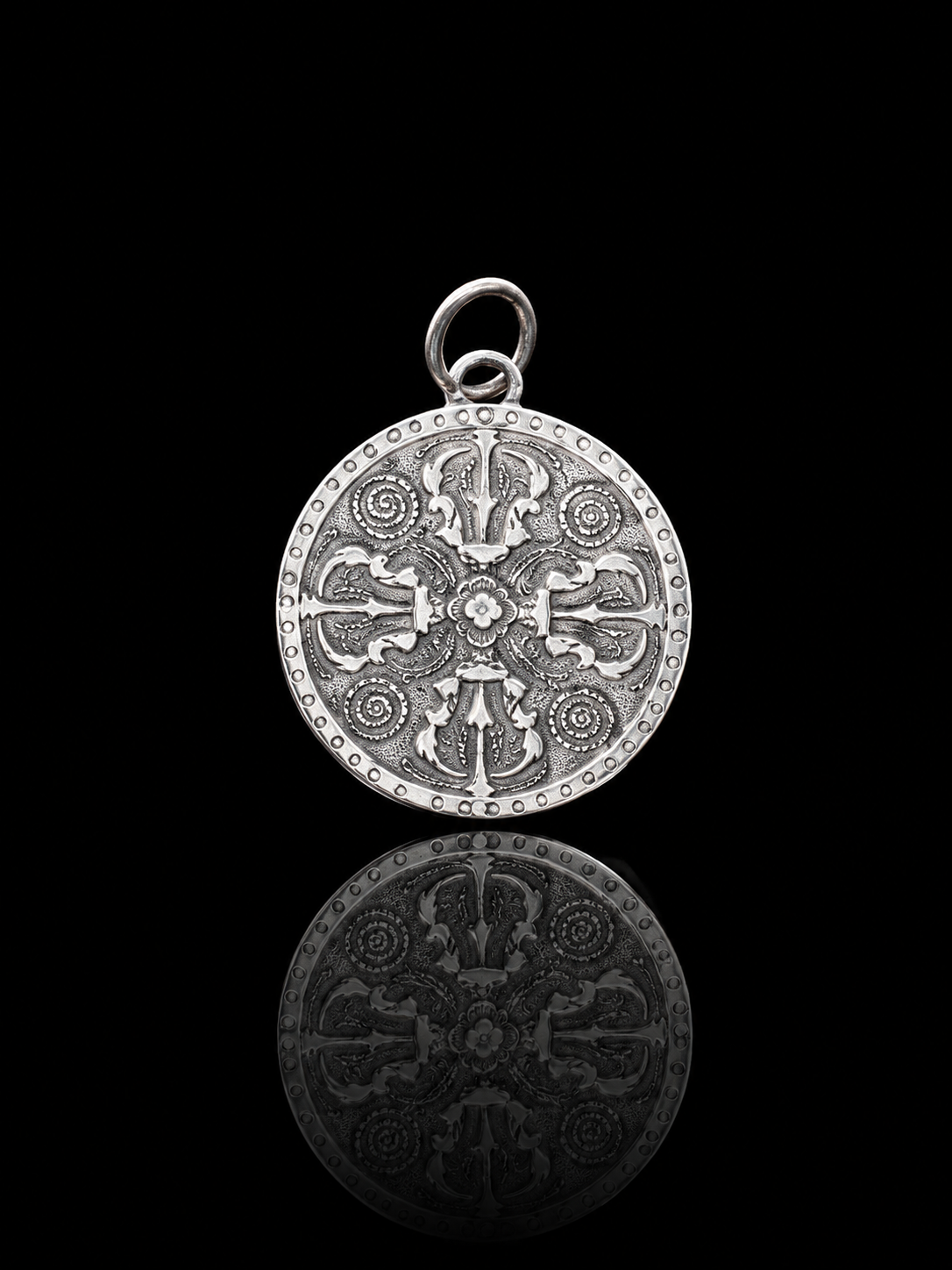 Tibetan Karma Vajra · Double Vajra Amulet Silver Pendant