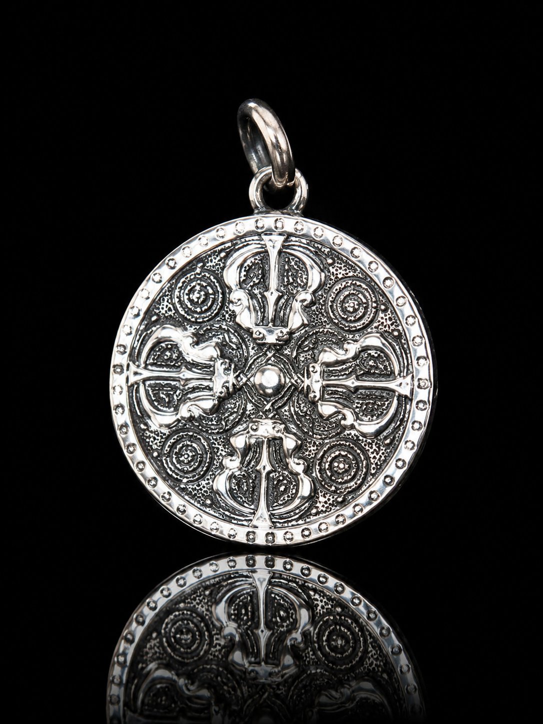 Tibetan Karma Vajra · Double Vajra Amulet Silver Pendant