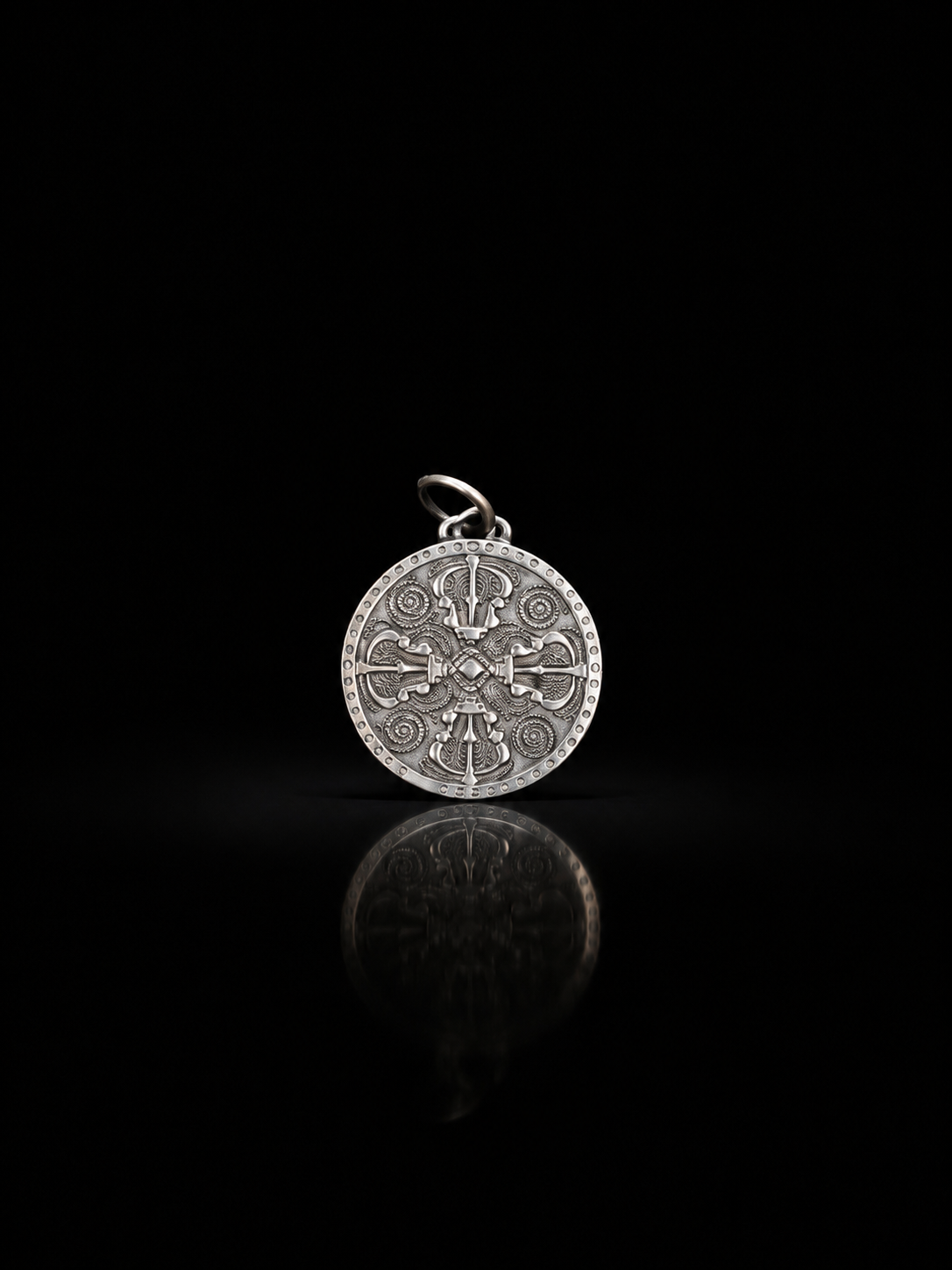 Tibetan Karma Vajra · Double Vajra Amulet Silver Pendant