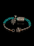 藏式绿松石转经筒藏银手链正面图 Prayer wheel bracelet