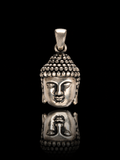 释迦牟尼佛首藏银吊坠正面图 Buddha head Tibetan silver pendant