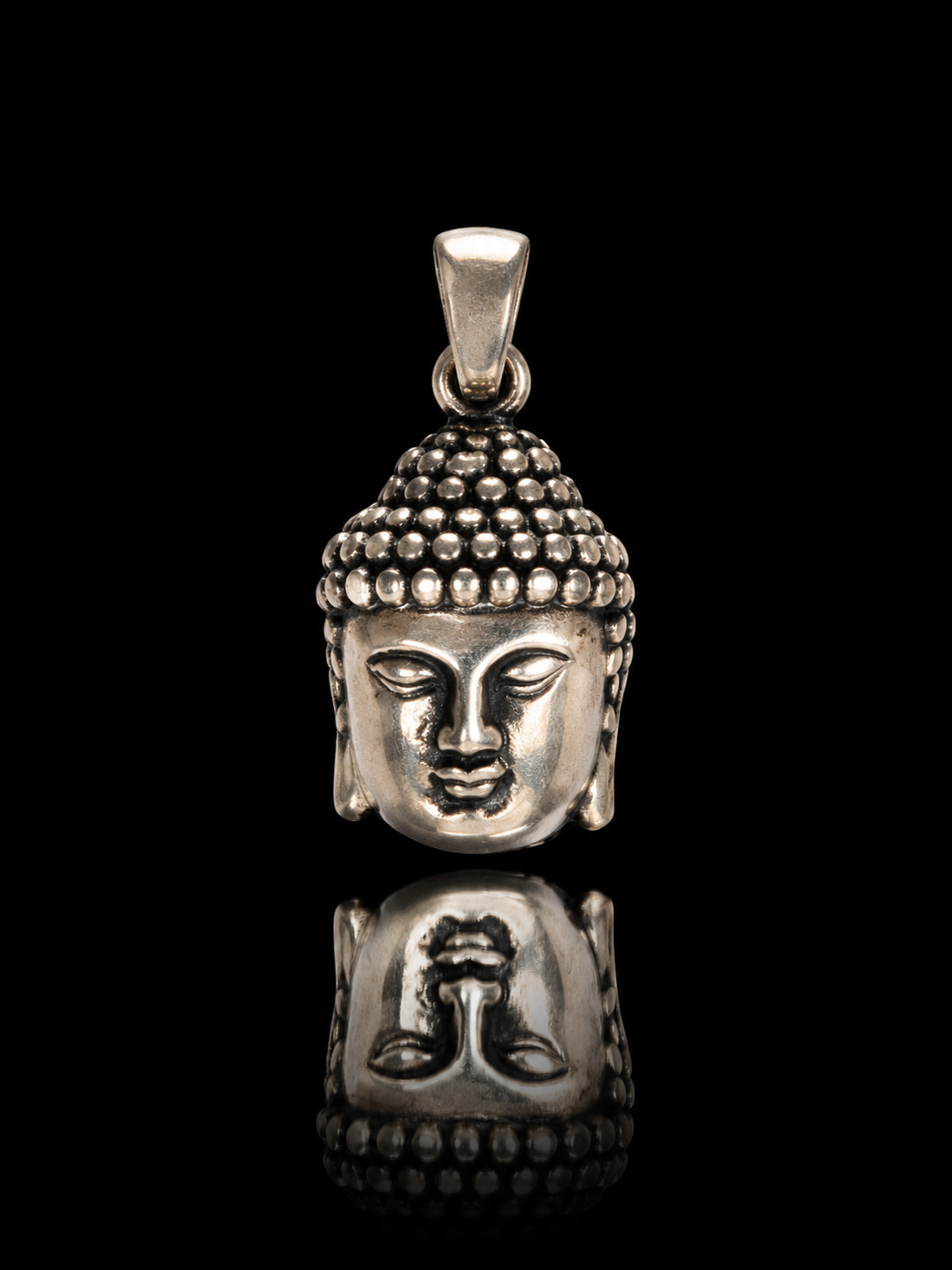 Tibetan Buddhist Buddha Head - Shakyamuni Buddha Head Tibetan Silver Pendant