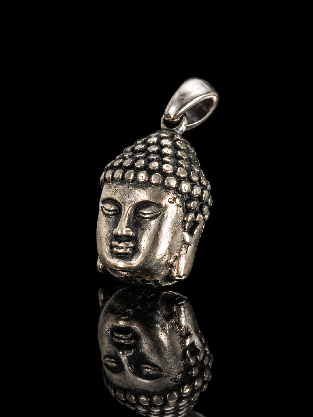 Tibetan Buddhist Buddha Head - Shakyamuni Buddha Head Tibetan Silver Pendant