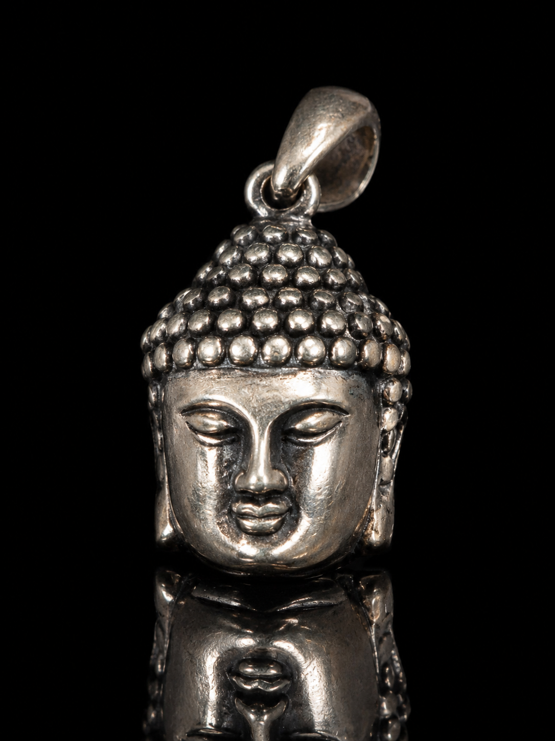 Tibetan Buddhist Buddha Head - Shakyamuni Buddha Head Tibetan Silver Pendant