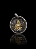 藏传黄财神招财纳福藏银吊坠正面图 Yellow Jambhala pendant
