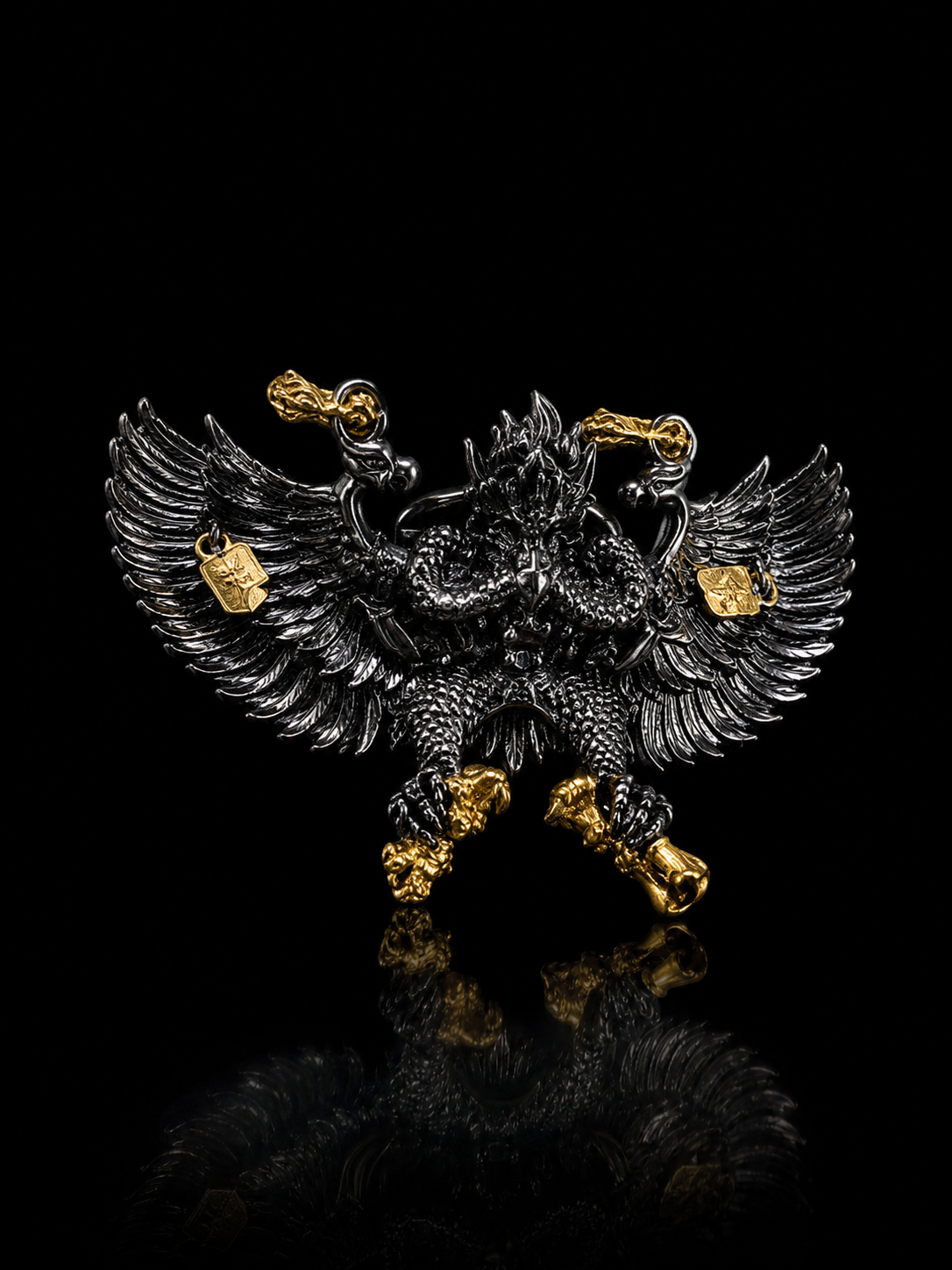 Tibetan Garuda Wisdom Obstacle-Breaking Dharma Protector Eagle King Tibetan Silver Pendant