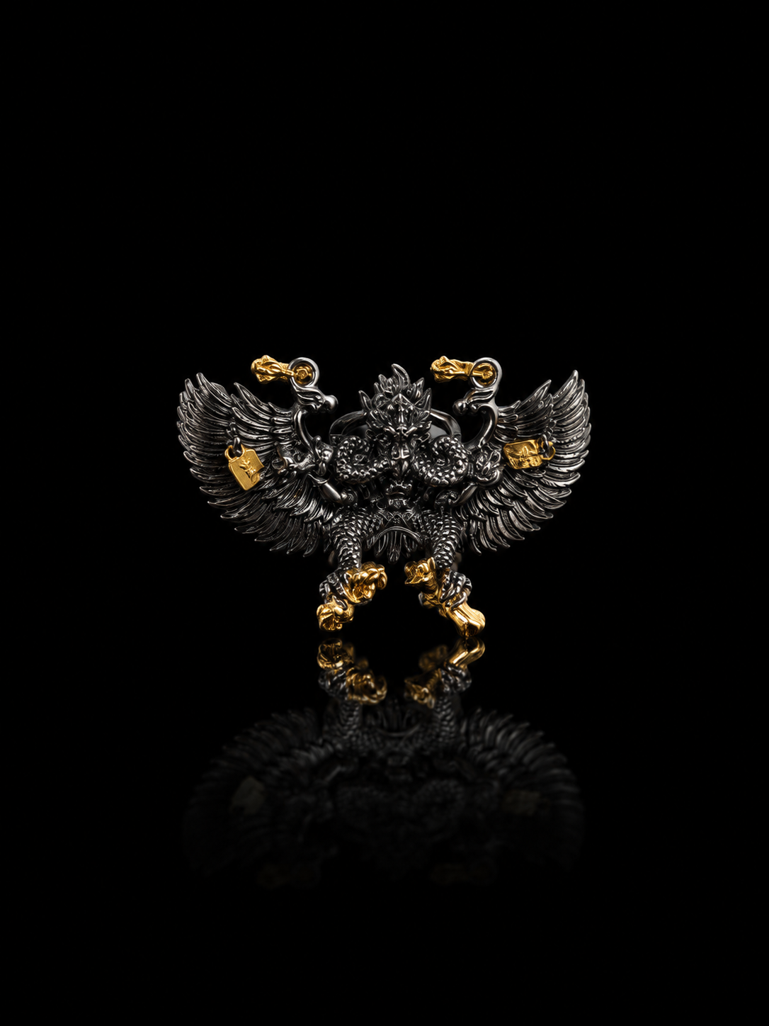 Tibetan Garuda Wisdom Obstacle-Breaking Dharma Protector Eagle King Tibetan Silver Pendant