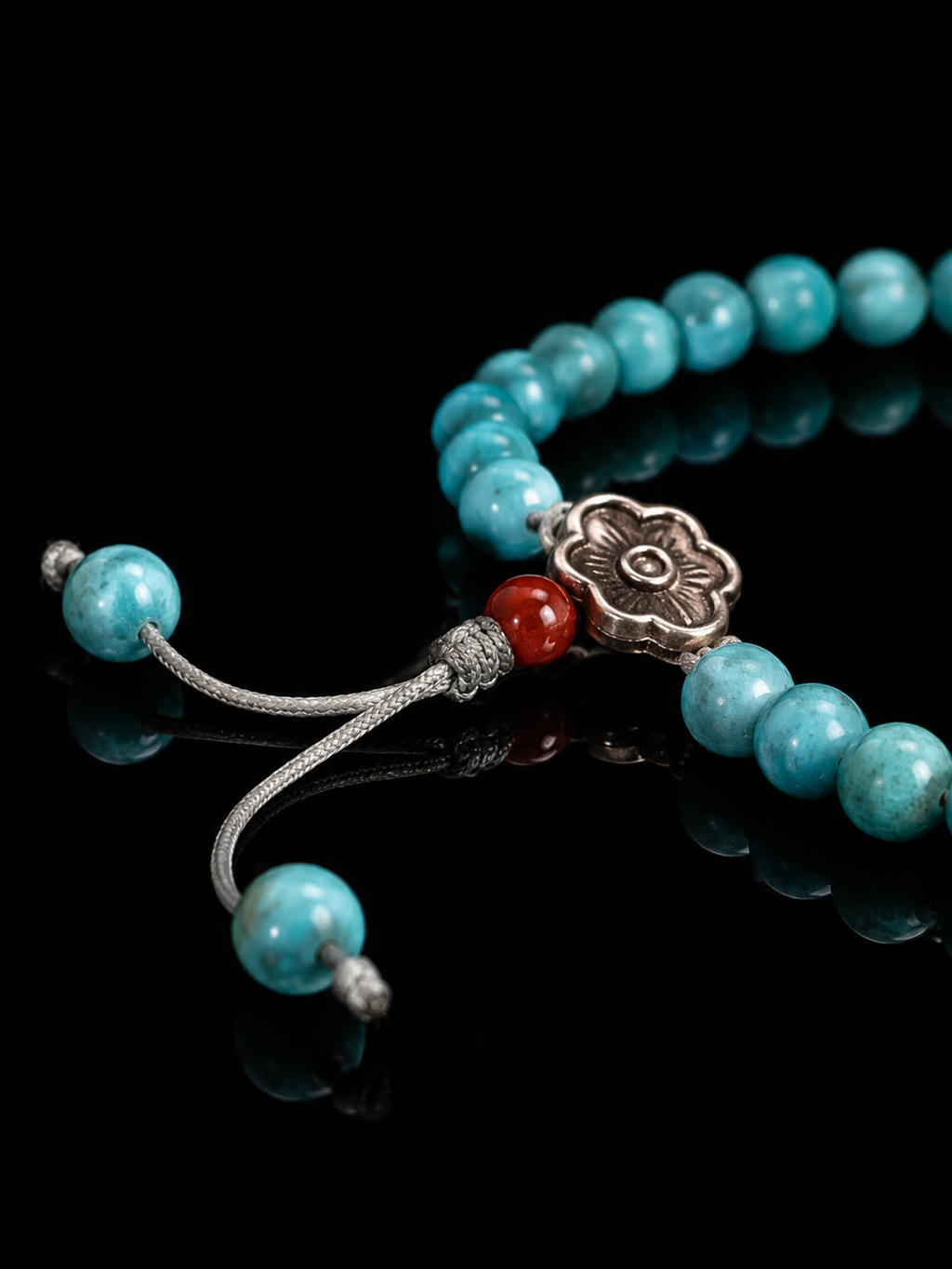 Tibetan Turquoise, Auspicious Ruyi Lucky Tibetan Silver Bracelet