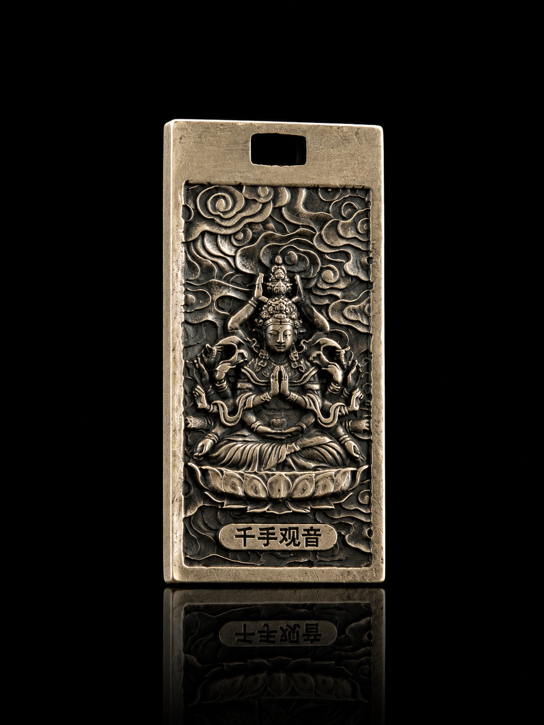 Fine Silver 999 Thousand-Armed Guan Yin Natal Buddha Peace Silver Pendant · Compassionate Blessing