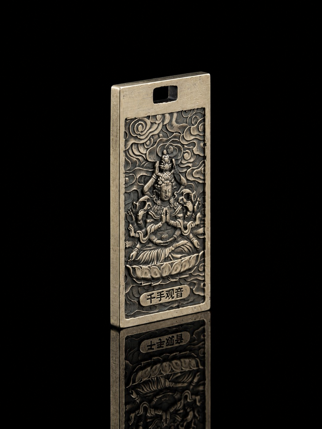 Fine Silver 999 Thousand-Armed Guan Yin Natal Buddha Peace Silver Pendant · Compassionate Blessing