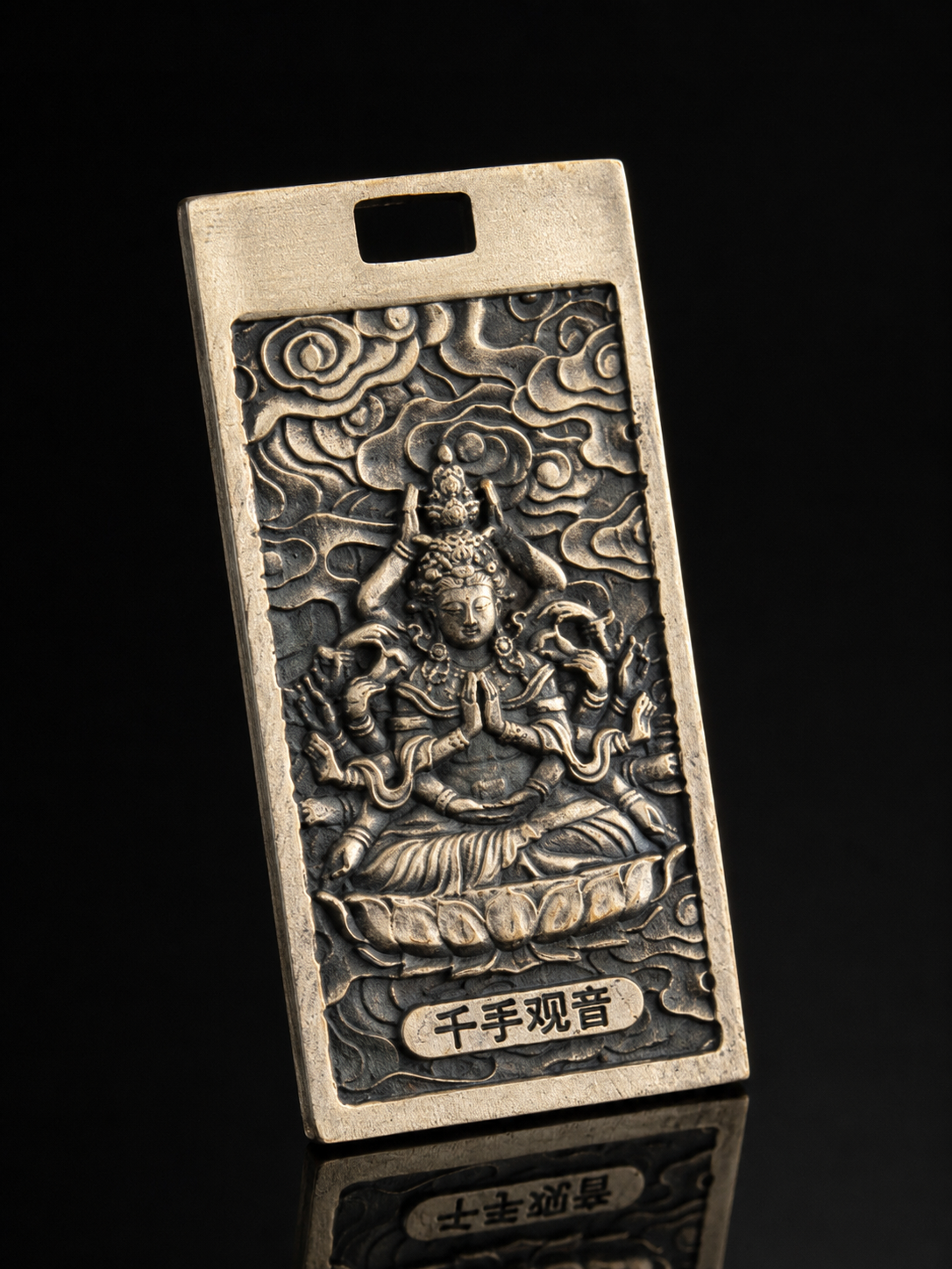 Fine Silver 999 Thousand-Armed Guan Yin Natal Buddha Peace Silver Pendant · Compassionate Blessing