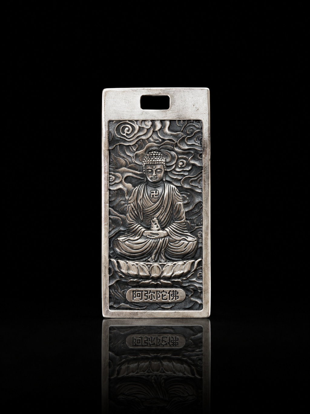 Chinese Amitabha Buddha Birth Deity · S999 Sterling Silver Prayer and Protection Pendant