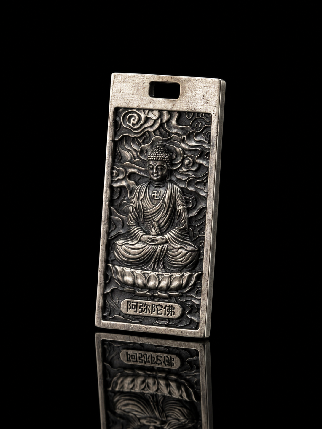 Chinese Amitabha Buddha Birth Deity · S999 Sterling Silver Prayer and Protection Pendant