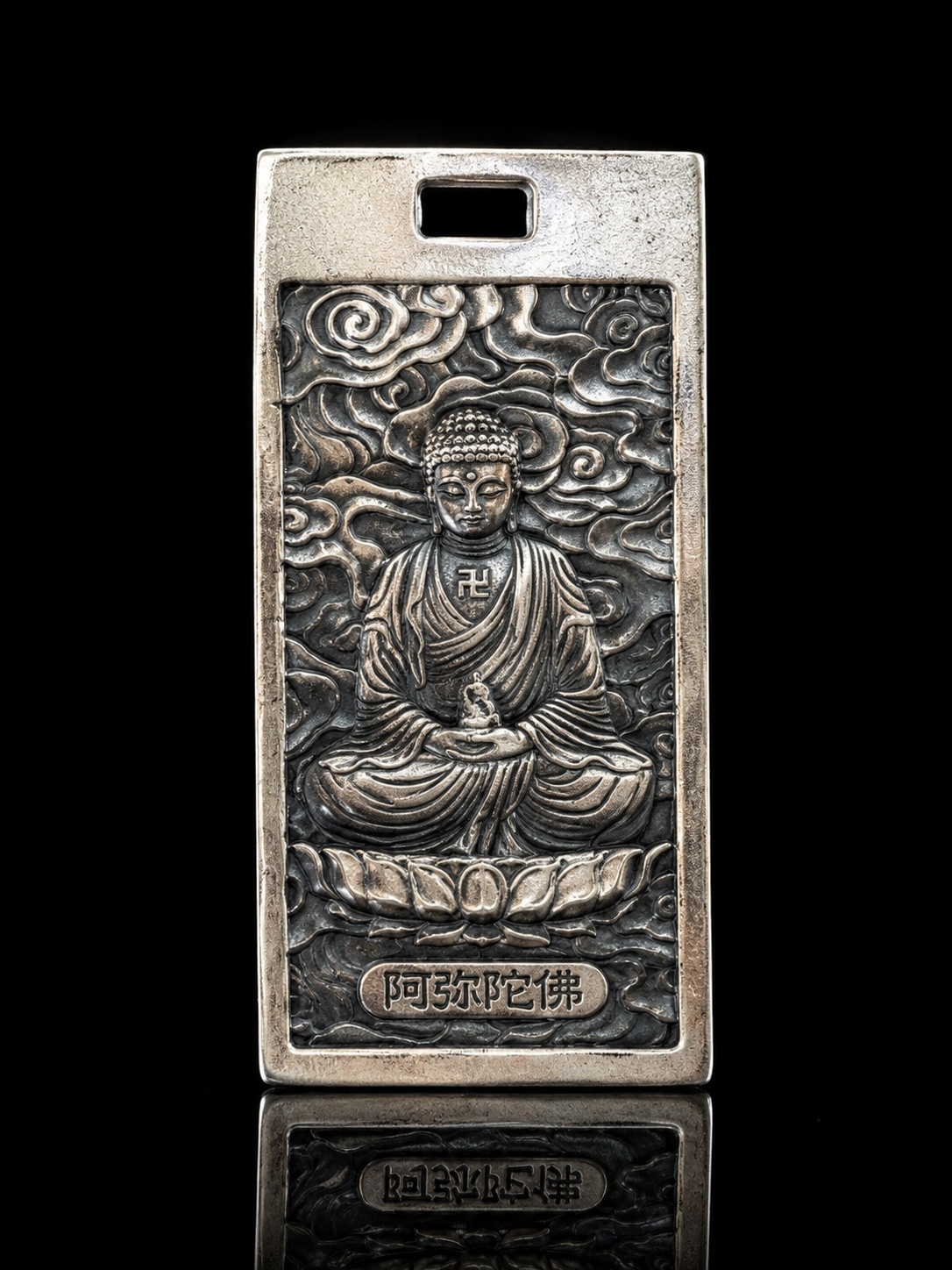 Chinese Amitabha Buddha Birth Deity · S999 Sterling Silver Prayer and Protection Pendant