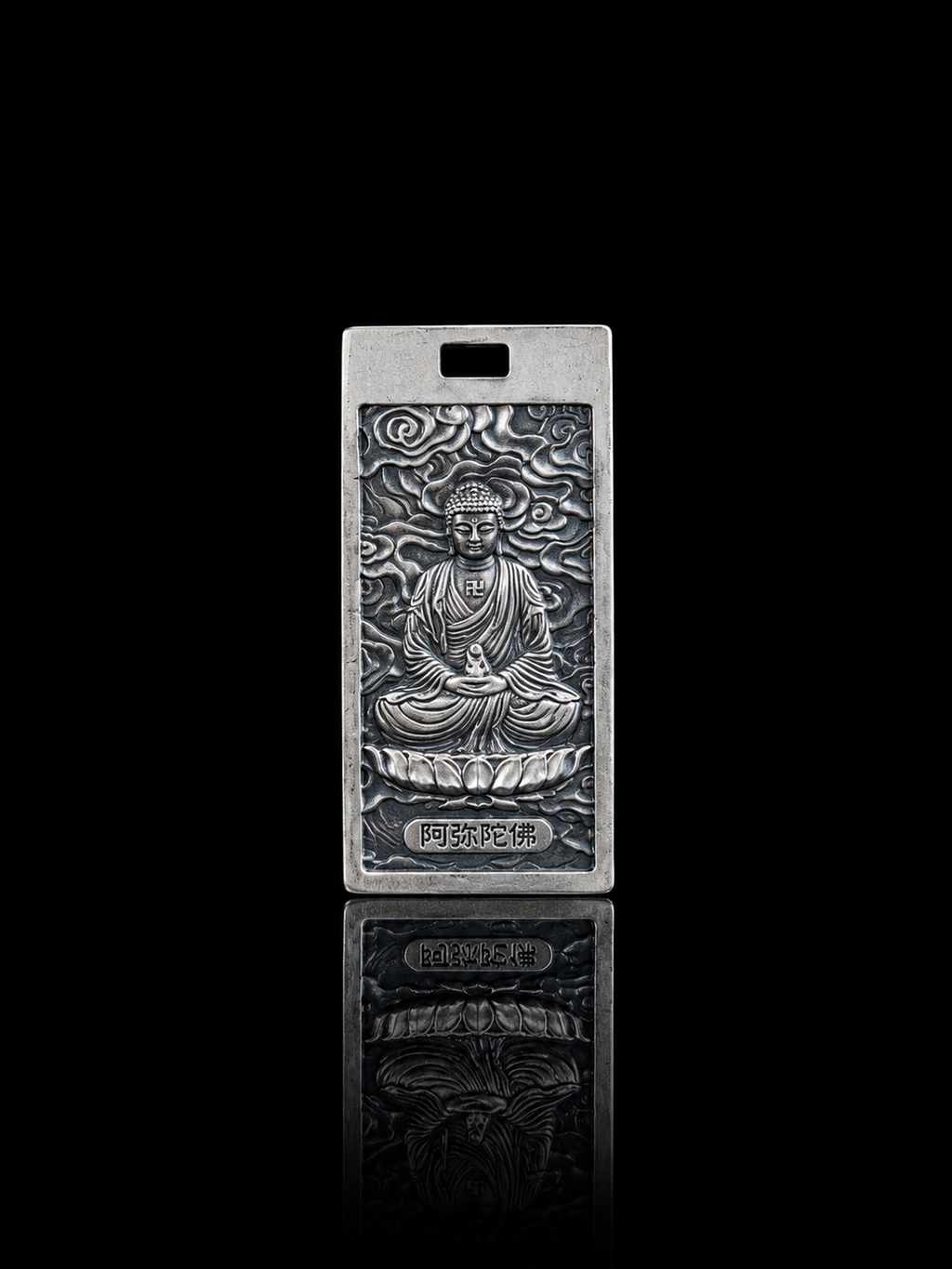 Chinese Amitabha Buddha Birth Deity · S999 Sterling Silver Prayer and Protection Pendant