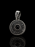 六字真言转经轮藏银吊坠正面图 Om Mani Padme Hum prayer wheel pendant