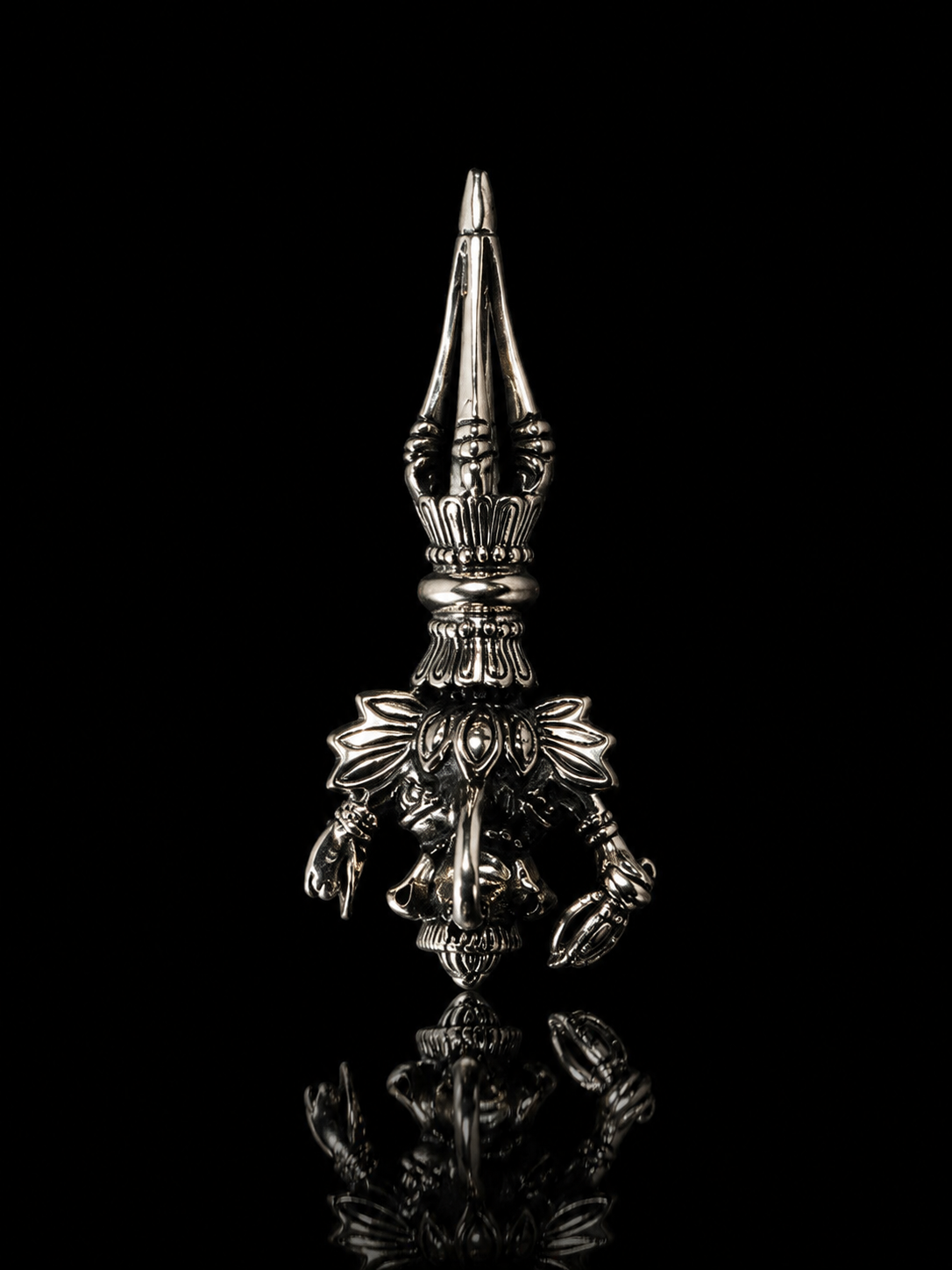 Tibetan Vajra • Ignorance-Destroying Dharma Protector Tibetan Silver Pendant