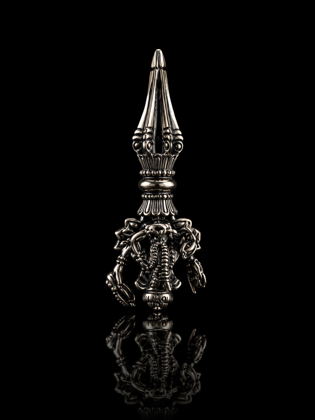 Tibetan Vajra • Ignorance-Destroying Dharma Protector Tibetan Silver Pendant