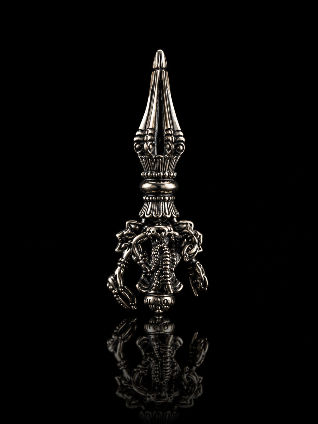 Tibetan Vajra • Ignorance-Destroying Dharma Protector Tibetan Silver Pendant