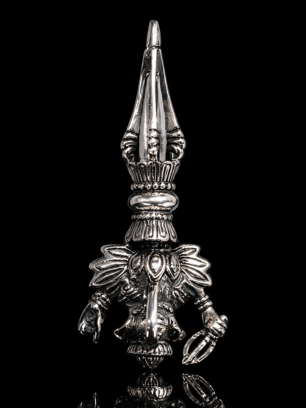 Tibetan Vajra • Ignorance-Destroying Dharma Protector Tibetan Silver Pendant