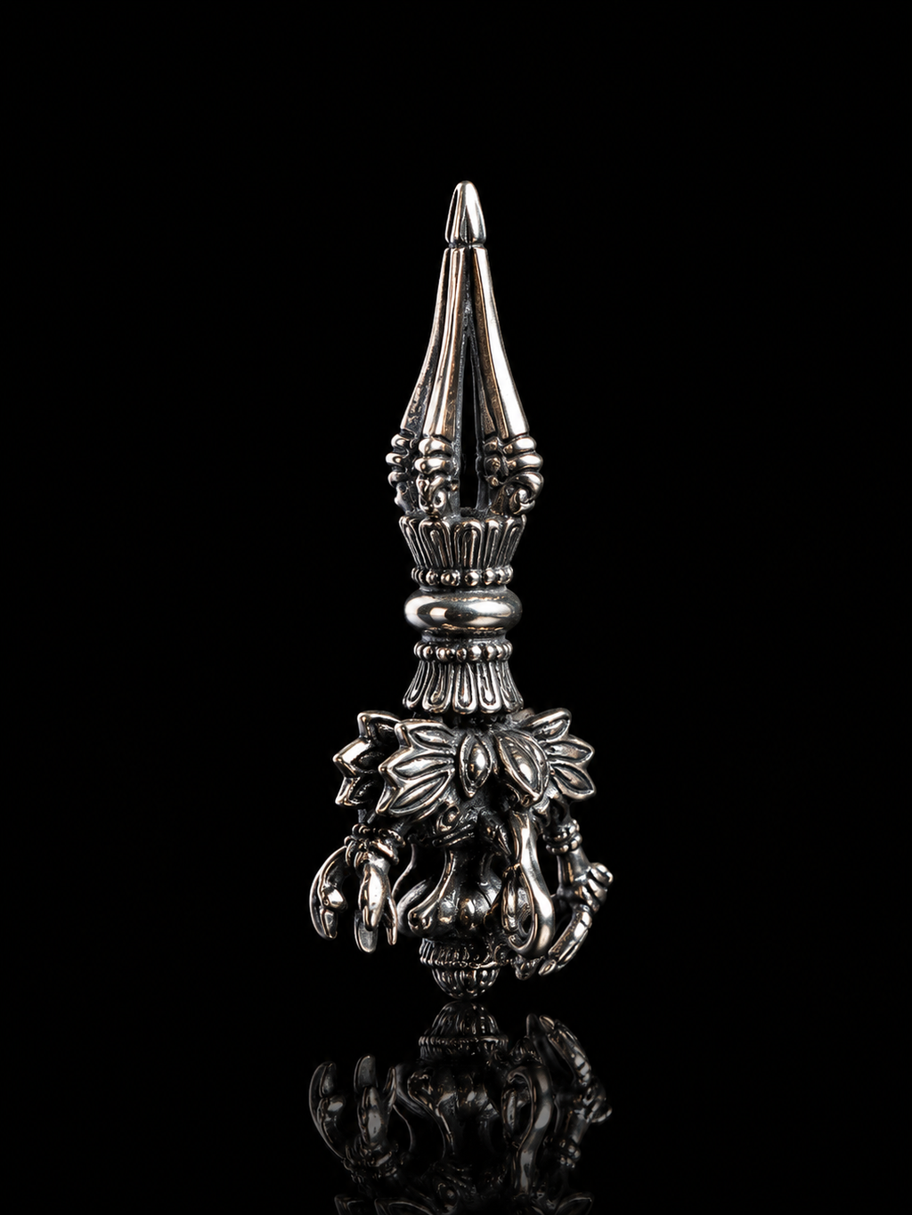 Tibetan Vajra • Ignorance-Destroying Dharma Protector Tibetan Silver Pendant