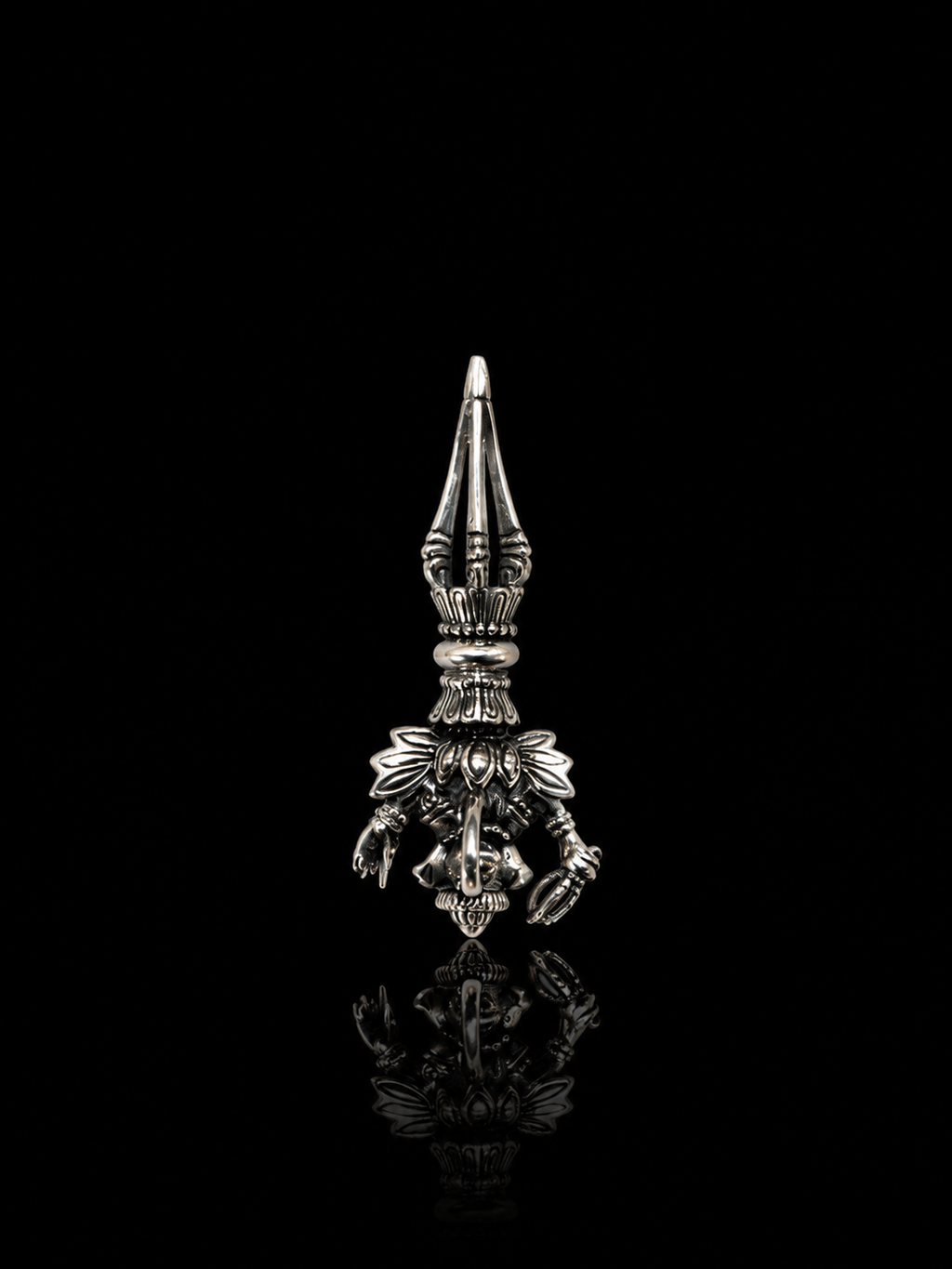 Tibetan Vajra • Ignorance-Destroying Dharma Protector Tibetan Silver Pendant